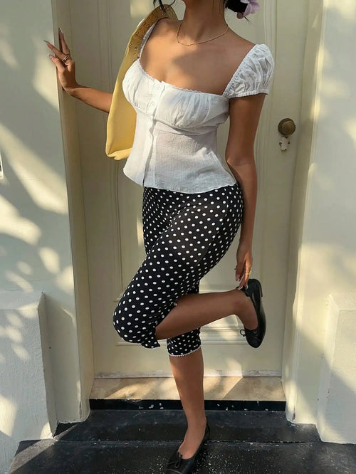 Chic Polka Dot Capri Shorts